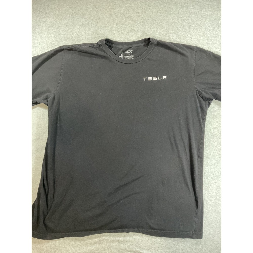 Tesla Mens Short Sleeve Graphic T-Shirt Black Size 2XL Cotton Logo Tee 1952